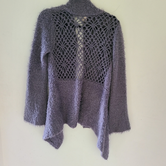 ESCIO lace back fluffy open cardigan - Picture 3 of 6